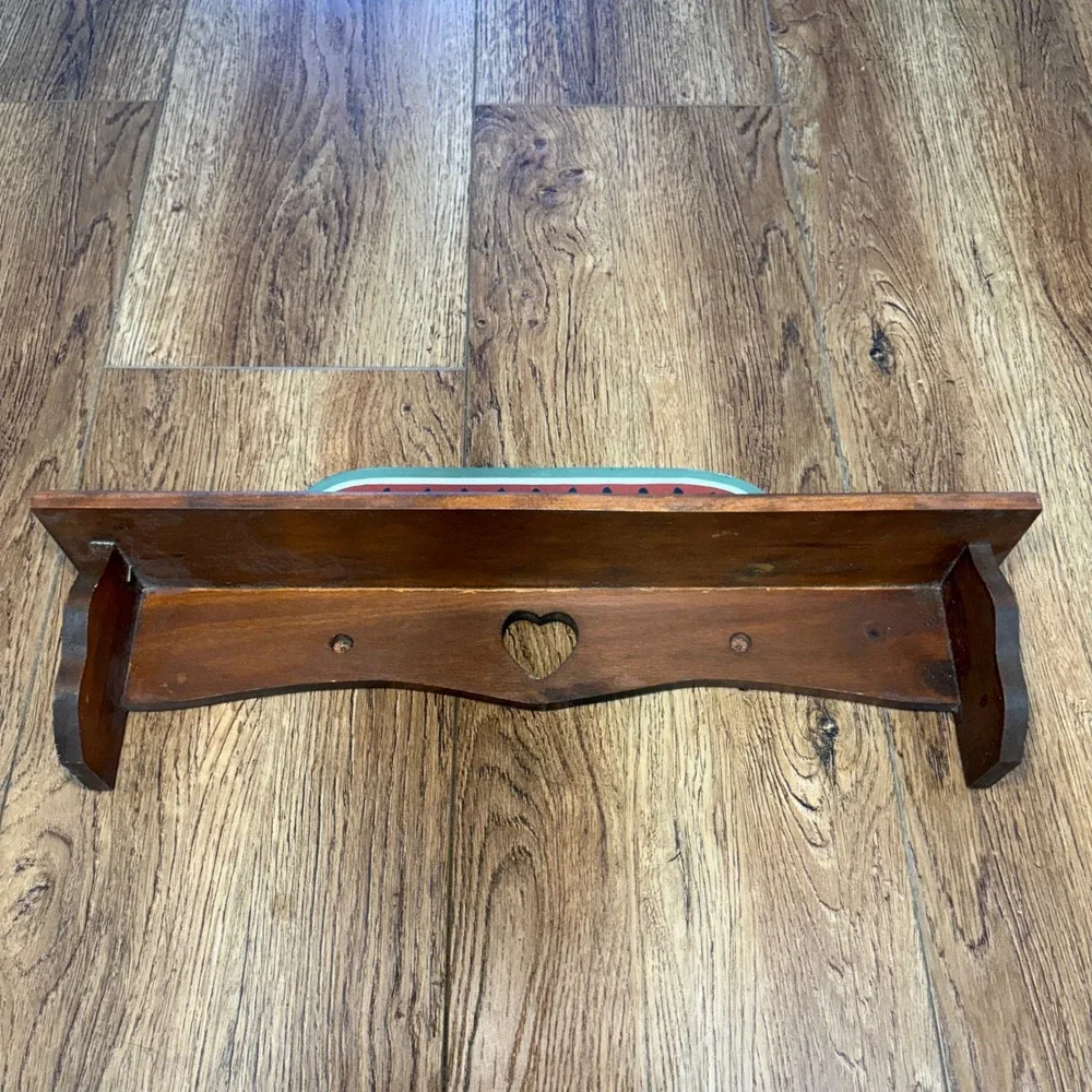 VTG Country Wood Wall Shelf Heart Cutout Watermelon Decor Farmhouse 20